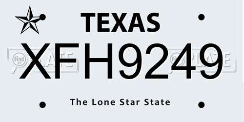 XFH9249 Texas License Plate