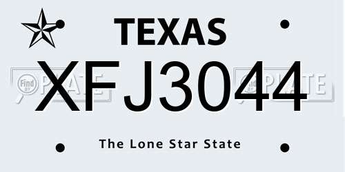 XFJ3044 Texas License Plate