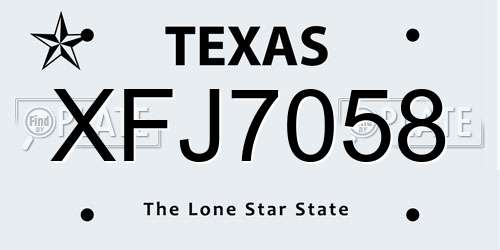 XFJ7058 Texas License Plate