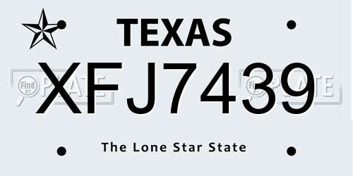 XFJ7439 Texas License Plate