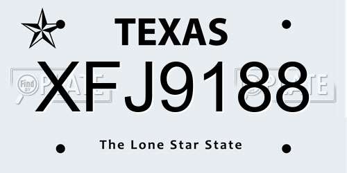 XFJ9188 Texas License Plate