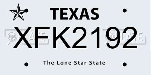 XFK2192 Texas License Plate