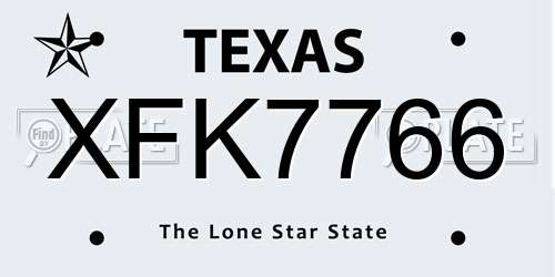 XFK7766 Texas License Plate