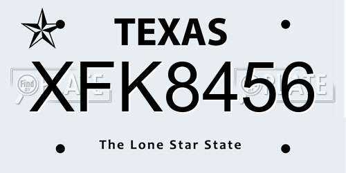 XFK8456 Texas License Plate
