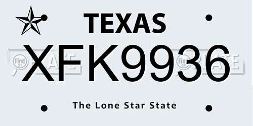 XFK9936 Texas License Plate