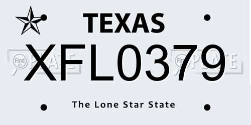 XFL0379 Texas License Plate
