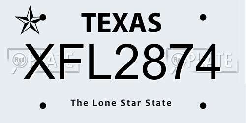 XFL2874 Texas License Plate