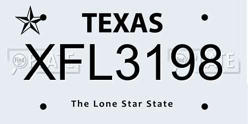 XFL3198 Texas License Plate