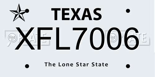 XFL7006 Texas License Plate