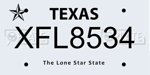 XFL8534 Texas License Plate