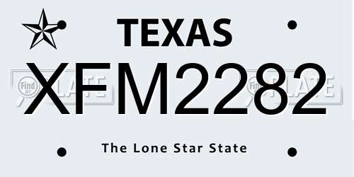 XFM2282 Texas License Plate