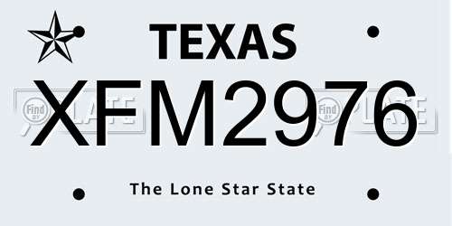 XFM2976 Texas License Plate