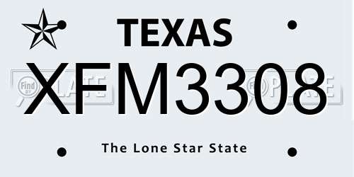 XFM3308 Texas License Plate