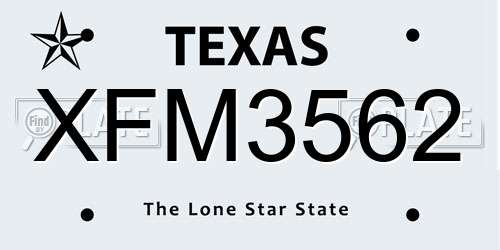 XFM3562 Texas License Plate