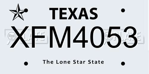 XFM4053 Texas License Plate