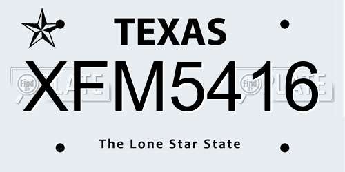 XFM5416 Texas License Plate