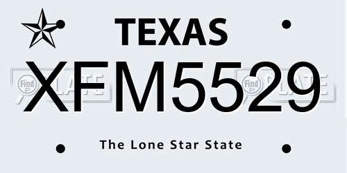 XFM5529 Texas License Plate