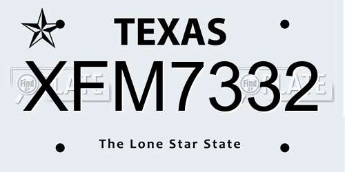 XFM7332 Texas License Plate