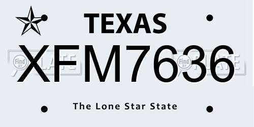XFM7636 Texas License Plate