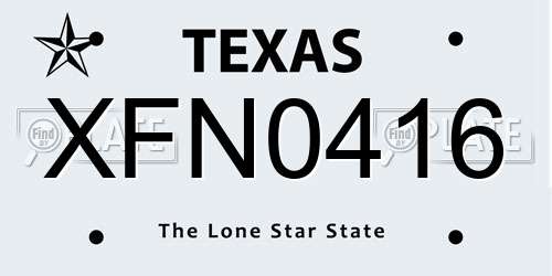 XFN0416 Texas License Plate