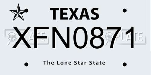 XFN0871 Texas License Plate
