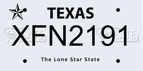 XFN2191 Texas License Plate