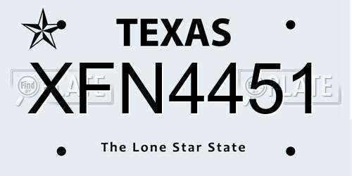 XFN4451 Texas License Plate