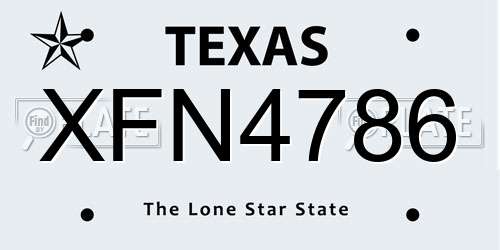 XFN4786 Texas License Plate