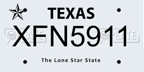 XFN5911 Texas License Plate