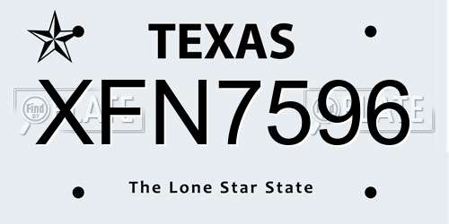 XFN7596 Texas License Plate