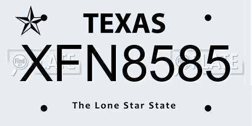 XFN8585 Texas License Plate