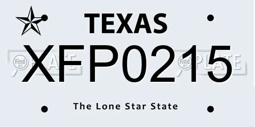 XFP0215 Texas License Plate