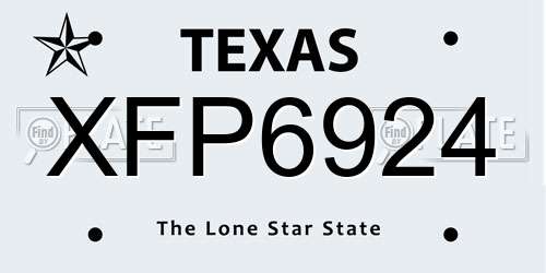 XFP6924 Texas License Plate