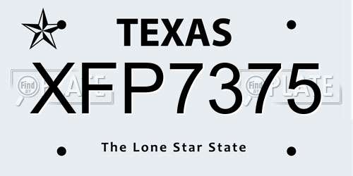XFP7375 Texas License Plate