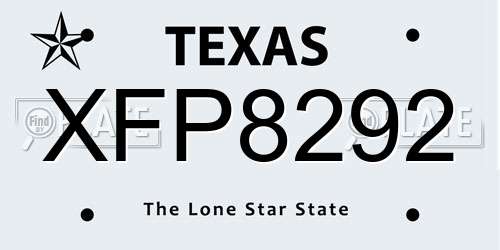 XFP8292 Texas License Plate