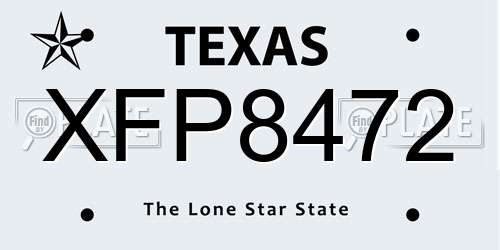XFP8472 Texas License Plate