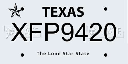 XFP9420 Texas License Plate