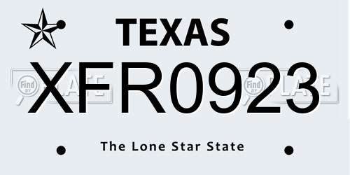 XFR0923 Texas License Plate