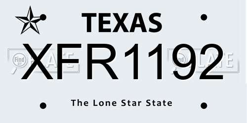 XFR1192 Texas License Plate
