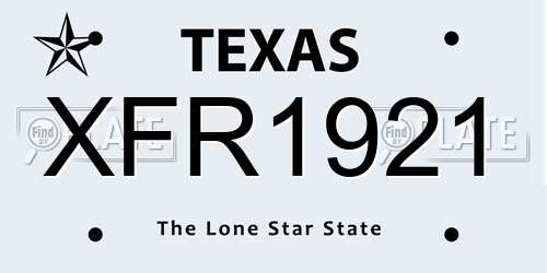 XFR1921 Texas License Plate