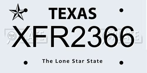 XFR2366 Texas License Plate