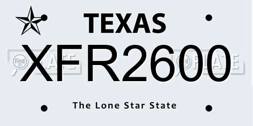 XFR2600 Texas License Plate