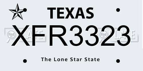 XFR3323 Texas License Plate