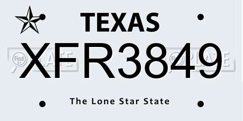 XFR3849 Texas License Plate