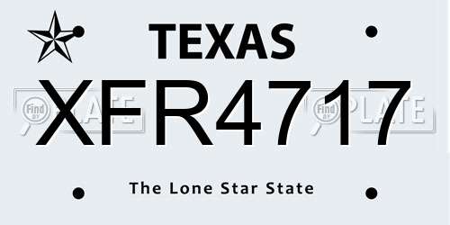 XFR4717 Texas License Plate