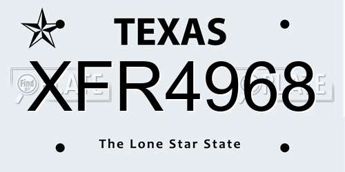 XFR4968 Texas License Plate