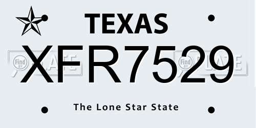 XFR7529 Texas License Plate