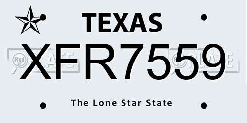 XFR7559 Texas License Plate