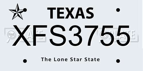 XFS3755 Texas License Plate