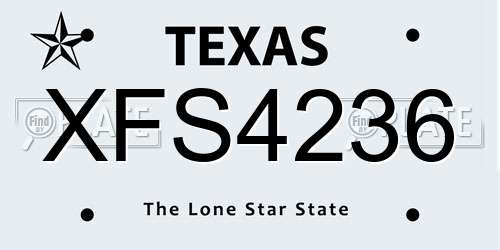 XFS4236 Texas License Plate